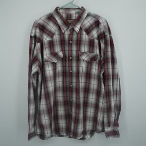 Cody James Western Shirt Mens XXL Red Plaid Pearl Snap Long Sleeve Cotton
